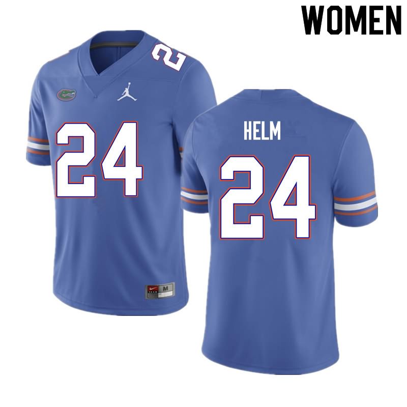 Women's NCAA Florida Gators Avery Helm #24 Stitched Authentic Nike Blue College Football Jersey YMX1265WW